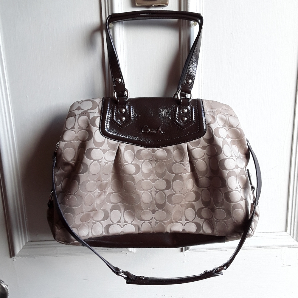 Coach Brown Patent Leather Hobo Bag